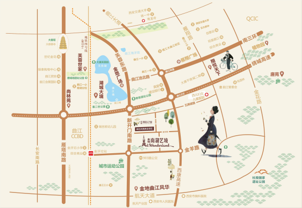 西安金地褐石公馆区位图