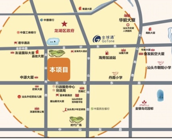 汕头华润中心西塔SOHO公寓区位图