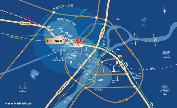 新江北孔雀城区位图