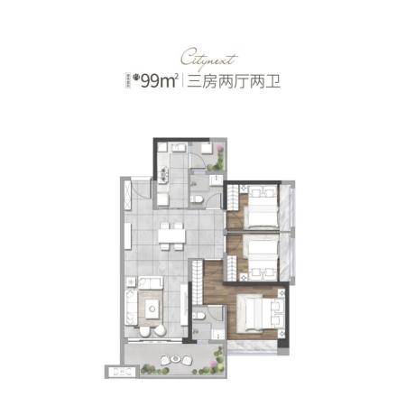 中交泷湾云城3室2厅2卫-99m²-1
