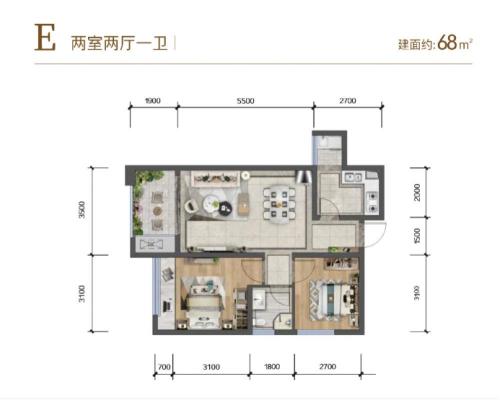 中铁城锦南汇2室2厅1卫-68m²-6
