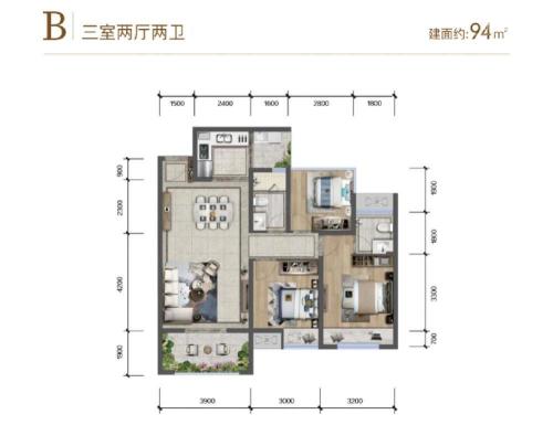 中铁城锦南汇3室2厅2卫-94m²-4