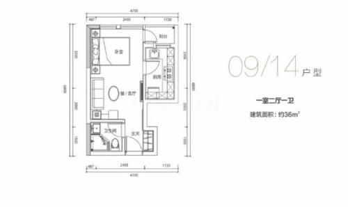 鹏公馆1室2厅1卫-36m²-3