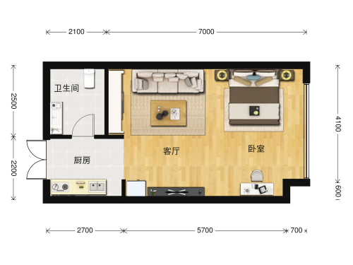 蓝光T-max1室1厅1卫-57m²-6