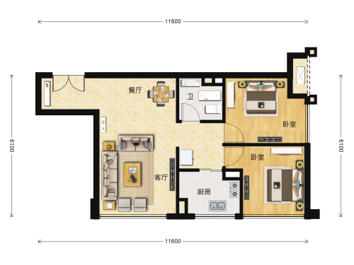 蓝光T-max2室2厅1卫-77m²-7