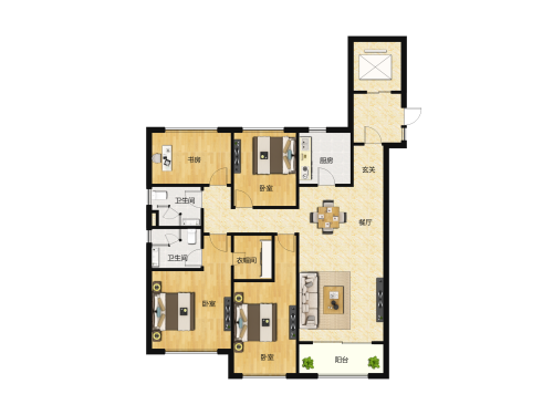 大财门4室2厅2卫-123m²-1