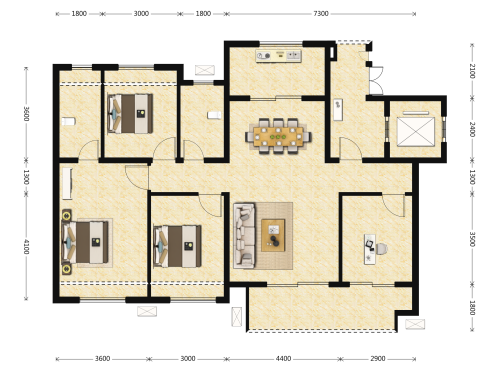 金美国际4室2厅2卫-135m²-1