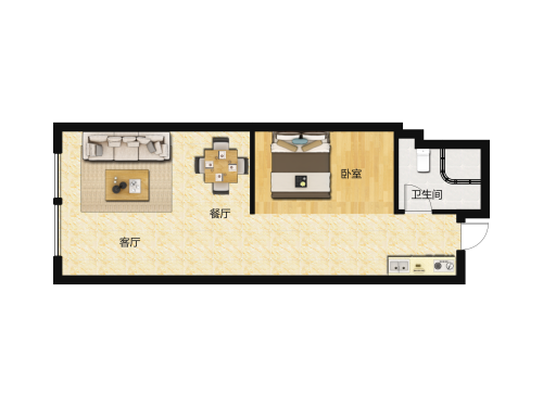 银海中心1室1厅1卫-41m²-1