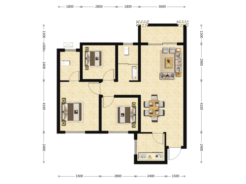 绿地中心3室2厅2卫-95m²-3