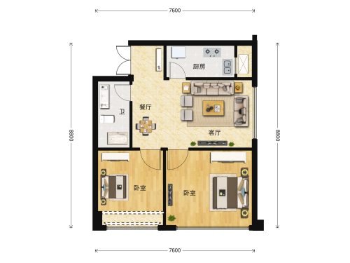 蓝光T-max2室2厅1卫-84m²-3