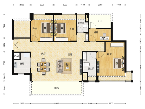 远洋世家3室2厅2卫-138m²-4