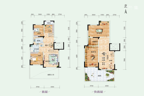 源山别院C1底层户型-6室3厅1卫1厨建筑面积116.00平米