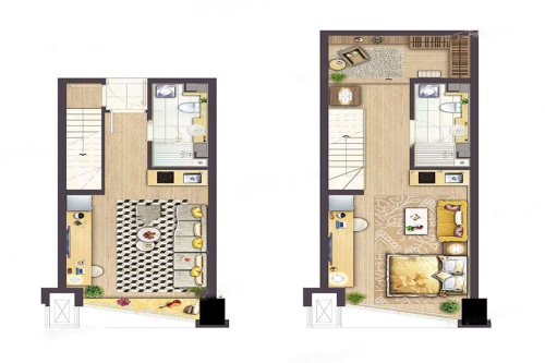 银城KinmaQ+社区38平米C户型-2室1厅2卫2厨建筑面积38.00平米