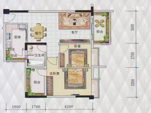 翰林名苑6栋03、04单元-2室2厅1卫1厨建筑面积81.89平米