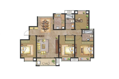 万业紫辰苑142㎡户型-02室-4室2厅2卫1厨建筑面积142.00平米
