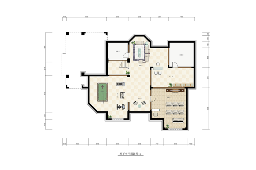 方迪山庄C2户型地下室平面图-1室2厅1卫1厨建筑面积450.00平米