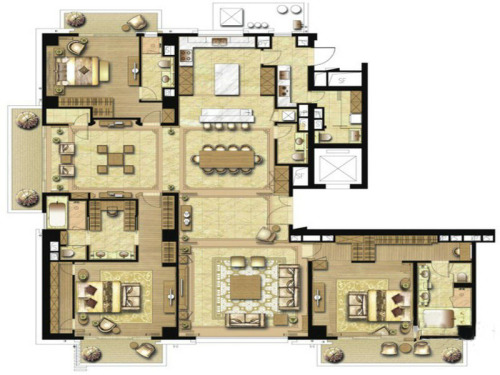 宛平88B2户型-4室2厅5卫1厨建筑面积424.00平米