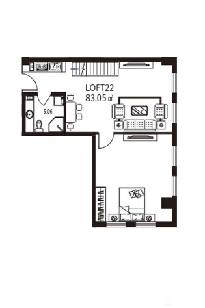 君康大厦LOFT22-LOFT22-1室1厅1卫1厨建筑面积83.05平米