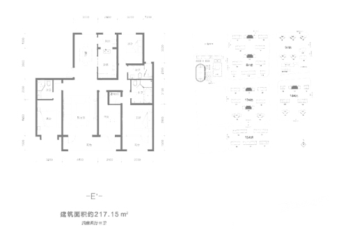 融创中心E'户型-4室2厅3卫1厨建筑面积217.15平米