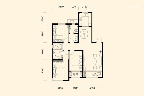 红豆杉温泉花园D1户型-3室2厅2卫1厨建筑面积138.00平米