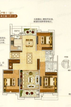秋月朗庭尚东区B2-3室2厅2卫1厨建筑面积125.00平米
