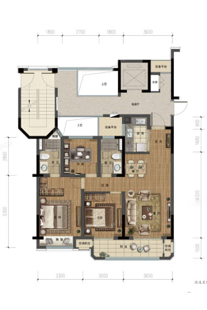 融创东麟府B2户型-B2户型-3室2厅2卫1厨建筑面积95.00平米