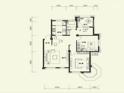 康华·朗香邸B5户型-B5户型-3室2厅2卫1厨建筑面积134.00平米