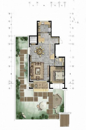 嘉宝前滩后院180平A1复式户型-4室3厅3卫1厨建筑面积180.00平米