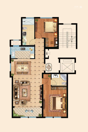 君豪新城Y1a户型-2室2厅2卫1厨建筑面积112.00平米