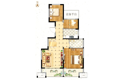 荣盛锦绣澜山项目A2户型-3室2厅1卫1厨建筑面积85.00平米
