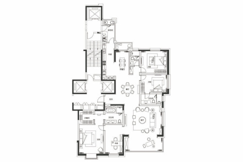 尚海湾豪庭二期E户型-4室2厅4卫1厨建筑面积286.60平米