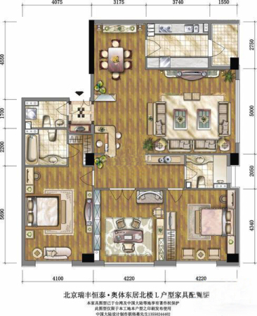 奥东18号北楼-L户型-3室2厅2卫1厨建筑面积198.00平米