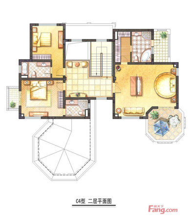 香水湾别墅C4户型二层-C4户型二层-4室4厅4卫1厨建筑面积465.00平米