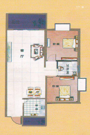 东峰世纪公寓15号楼1单元02户型-2室2厅1卫1厨建筑面积89.29平米