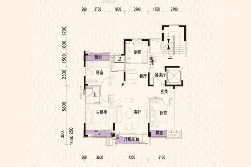 碧桂园太阳城【8栋洋房】125㎡户型-3室2厅2卫1厨建筑面积125.00平米