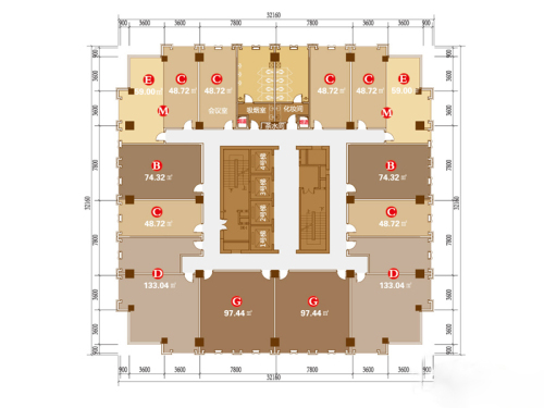 希派创意城2#4、7、9、10、22层户型-1室0厅0卫0厨建筑面积74.32平米