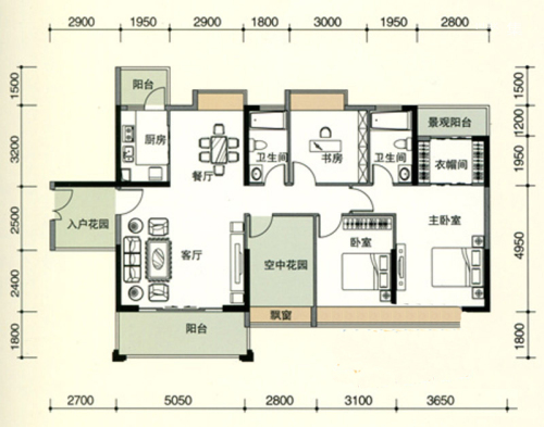 蓝海尚城A1户型-3室2厅2卫1厨建筑面积140.00平米