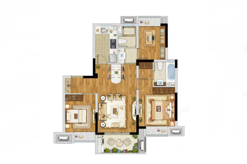 首创禧悦翠庭高层公寓90平-3室2厅2卫1厨建筑面积90.00平米