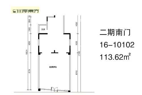 广厦水岸东方商铺二期南门16-10102（113.62㎡）-1室1厅0卫0厨建筑面积113.62平米