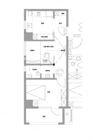 菁英汇C户型-1室1厅1卫1厨建筑面积77.00平米