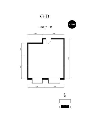 中冶·德贤公馆G-D户型-1室1厅1卫1厨建筑面积70.00平米