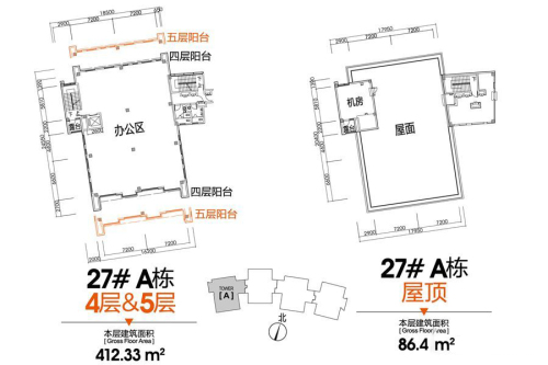 科瀛智创谷27#A栋四层、五层、屋顶户型-1室0厅0卫0厨建筑面积2406.55平米