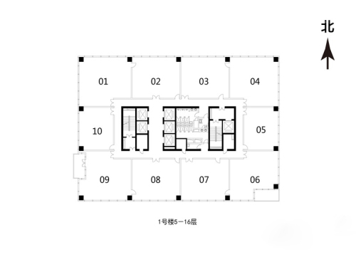 方恒时代中心楼层平面图-1室0厅0卫0厨建筑面积98.00平米