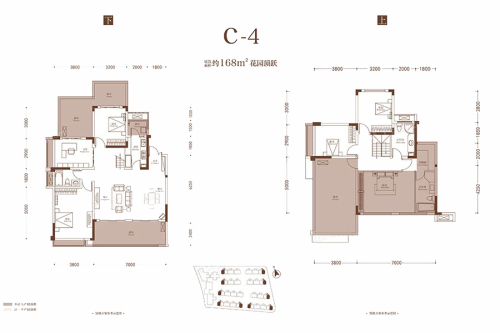 蓝光公园华府花园顶跃C4户型-5室2厅3卫1厨建筑面积168.00平米