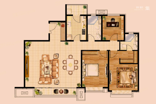富力城5#-8#B户型-3室2厅2卫1厨建筑面积140.00平米