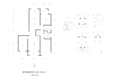 融创中心D户型-D户型-3室2厅2卫1厨建筑面积180.39平米