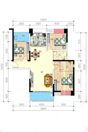 北部湾国际公馆5栋01户型-3室2厅2卫1厨建筑面积115.88平米
