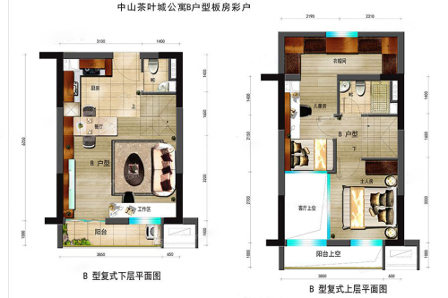 碧桂园·柏坦尼雅B户型-2室2厅2卫1厨建筑面积44.00平米