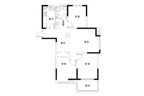 紫晶未来城F1户型-3室2厅1卫1厨建筑面积116.00平米