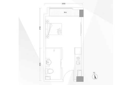 招商·钻石山E户型-1室0厅1卫1厨建筑面积31.00平米